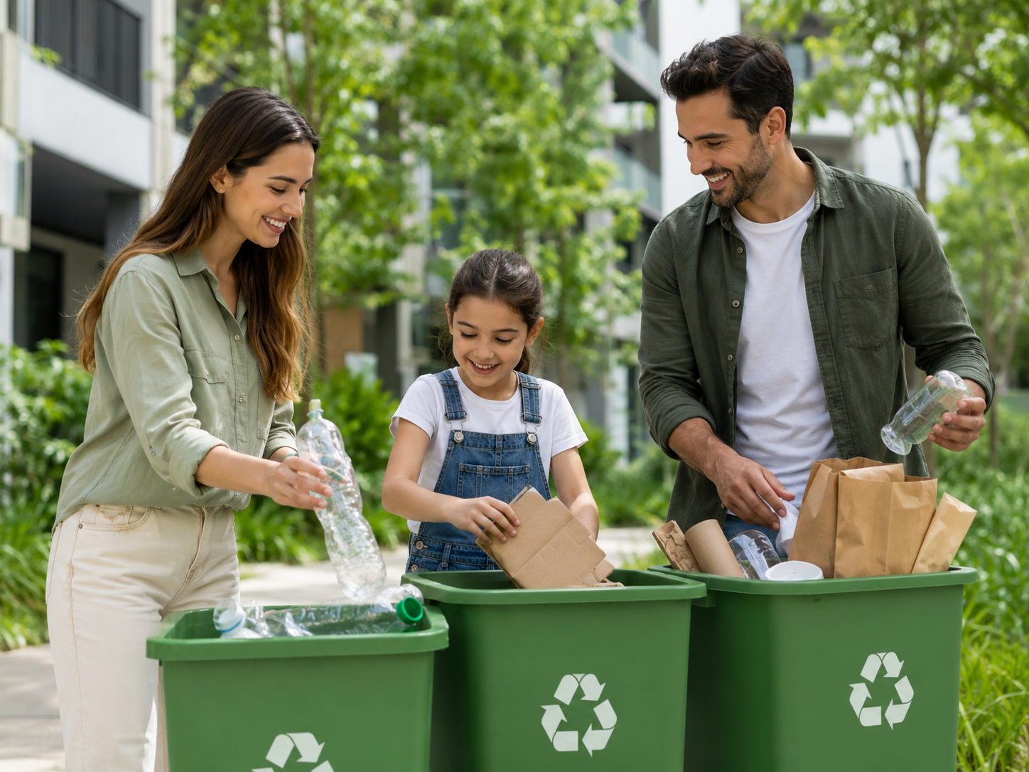 Familia reciclando en su condominio